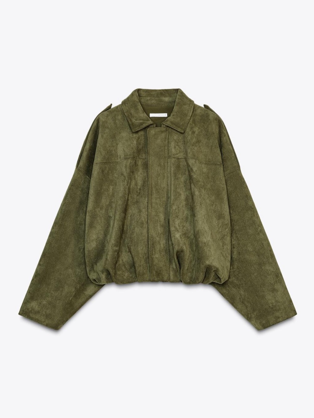 ZARA FAUX SUEDE JACKET VIRAL MID KHAKI GREEN 4344/655/533 LARGE MEDIUM